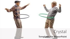  Presentation with spinning - Cool new presentation design with happy-elderly-men-spinning-hula backdrop and a white colored foreground