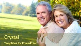  Presentation with active seniors senior e - Colorful slides enhanced with happy elderly seniors couple backdrop and a tawny brown colored foreground