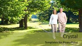  Presentation with seniors - PPT theme having happy elderly seniors couple background and a gold colored foreground