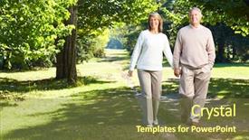  Presentation with elderly - Slides featuring happy elderly seniors couple background and a tawny brown colored foreground