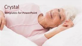  Presentation with elderly sleep - Colorful slide set enhanced with happy elderly woman in bed backdrop and a  colored foreground