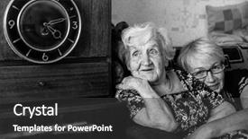  Presentation with black woman - Beautiful slides featuring happy elderly woman with her backdrop and a dark gray colored foreground