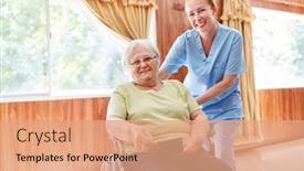  Presentation with stroke - Slides consisting of happy-elderly-woman background and a coral colored foreground