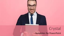  Presentation with tab - PPT layouts featuring happy-elegant-man-in-suit background and a coral colored foreground