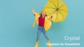  Presentation with teal - Theme featuring happy-emotional-child-laughing background and a light blue colored foreground