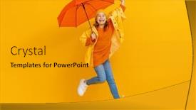  Presentation with orange colored - Colorful PPT theme enhanced with happy-emotional-child-laughing backdrop and a gold colored foreground