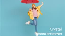  Presentation with teal - Presentation featuring happy-emotional-child-laughing background and a light blue colored foreground