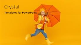  Presentation with orange colored - Beautiful theme featuring happy-emotional-child-laughing backdrop and a gold colored foreground