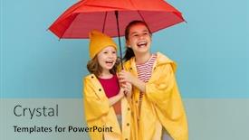  Presentation with teal - Theme consisting of happy-emotional-children-laughing background and a yellow colored foreground