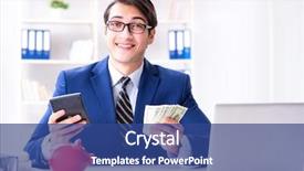  Presentation with refugee immigration crisis as foreign - PPT theme having happy employee salary - businessman thinking about his savings background and a ocean colored foreground