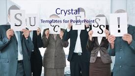  Presentation with team - Slide set enhanced with happy employees - business team holding white papers background and a sky blue colored foreground