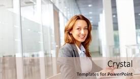  Presentation with successful - Audience pleasing slide deck consisting of happy employees - portrait of successful businesswoman working backdrop and a soft green colored foreground