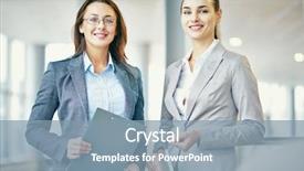  Presentation with successful - Colorful slides enhanced with happy employees - portrait of two successful businesswomen backdrop and a seafoam green colored foreground