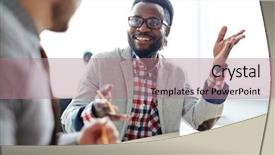  Presentation with colleague farewell goodby - Amazing slides having happy employees - talking to colleague backdrop and a coral colored foreground