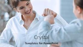  Presentation with employees - Cool new presentation with happy-employees-are-happy backdrop and a light blue colored foreground