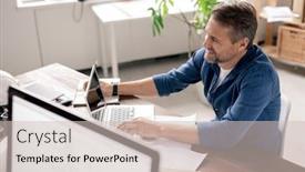  Presentation with surfing - Beautiful presentation featuring happy-engineer-sitting-in-front backdrop and a soft green colored foreground