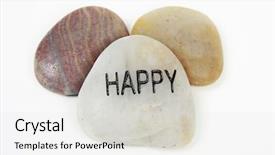  Presentation with stepping stone - Beautiful slide set featuring happy engraved on stone backdrop and a light gray colored foreground