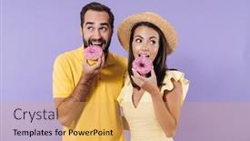  Presentation with young happy couple - Audience pleasing PPT theme consisting of happy-excited-beautiful-young-couple backdrop and a yellow colored foreground