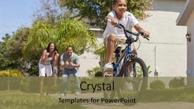  Presentation with parents - Slides having happy excited parents giving encouragement background and a violet colored foreground