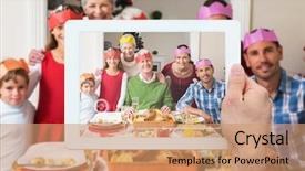  Presentation with extended family - Beautiful PPT layouts featuring happy extended family in party backdrop and a coral colored foreground
