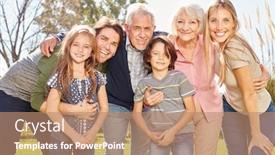  Presentation with extended family - Slide deck featuring happy-extended-family-with-children background and a coral colored foreground