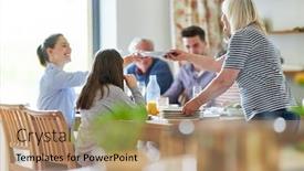  Presentation with extended family - Slide set with happy-extended-family background and a coral colored foreground