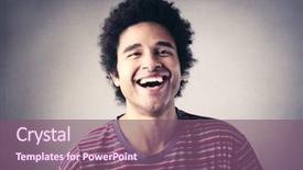  Presentation with gold man smile - Presentation having happy face - handsome man smiling background and a violet colored foreground