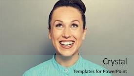  Presentation with smiling little girl - PPT theme consisting of happy face - merry girl looking up background and a  colored foreground