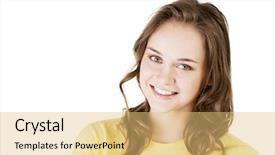  Presentation with teen girl tech - Presentation consisting of happy face - teen girl portrait isoalated background and a  colored foreground