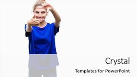  Presentation with blue eyes - Beautiful presentation featuring happy face creativity and photography backdrop and a white colored foreground