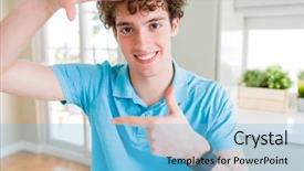  Presentation with handsome - Presentation with happy face creativity and photography background and a  colored foreground