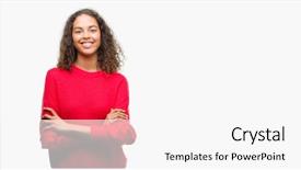  Presentation with young woman wearing boxer gloves - Cool new theme with happy face smiling with cross backdrop and a white colored foreground