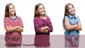  Presentation with collage of retro camera - Beautiful PPT layouts featuring happy face smiling with cross backdrop and a  colored foreground