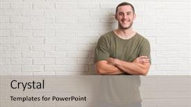  Presentation with paint white brick wall - Audience pleasing theme consisting of happy face smiling with cross backdrop and a light gray colored foreground