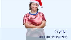  Presentation with down syndrome - Slides having happy face smiling with cross background and a sky blue colored foreground