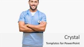  Presentation with nurse - Beautiful PPT theme featuring happy face smiling with cross backdrop and a white colored foreground