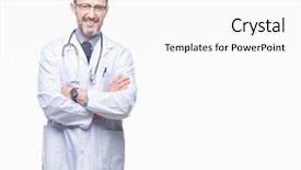  Presentation with healthcare person saving medical - Slide deck enhanced with happy face smiling with cross background and a white colored foreground