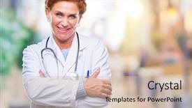  Presentation with medical smiling doctor - Cool new theme with happy face smiling with cross backdrop and a  colored foreground