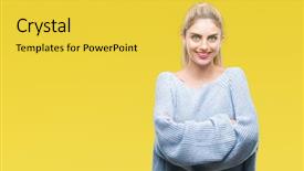  Presentation with blue eyes - Cool new slides with happy face smiling with cross backdrop and a  colored foreground