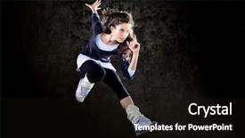  Presentation with long hair - Beautiful presentation design featuring happy facial expression jump backdrop and a black colored foreground