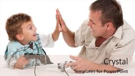  Presentation with video background - Cool new presentation with happy family - father and little backdrop and a soft green colored foreground