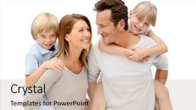  Presentation with animals for kids - Slides consisting of happy family - parents giving piggyback ride background and a soft green colored foreground