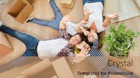  Presentation with family children - Cool new presentation theme with happy-family-and-children backdrop and a coral colored foreground