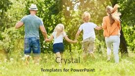  Presentation with family children - PPT theme with happy-family-and-children background and a yellow colored foreground