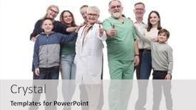  Presentation with doctor family - Presentation design having happy-family-and-their-family background and a light gray colored foreground