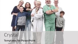  Presentation with doctor family - Beautiful presentation theme featuring happy-family-and-their-family backdrop and a light gray colored foreground