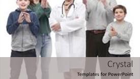  Presentation with doctor family - Slide set with happy-family-and-their-family background and a light gray colored foreground