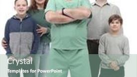  Presentation with doctor family - Presentation theme with happy-family-and-their-family background and a seafoam green colored foreground