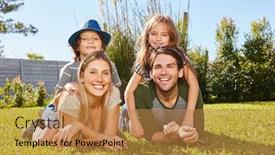  Presentation with kids garden - Audience pleasing PPT layouts consisting of happy-family-and-two-kids backdrop and a gold colored foreground
