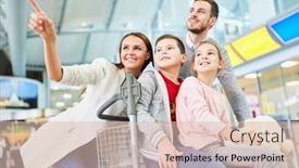  Presentation with airport terminal - Presentation theme consisting of happy-family-and-two-kids background and a lemonade colored foreground
